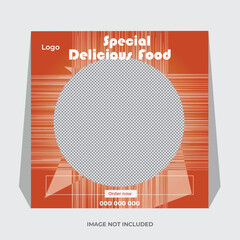 Delicious food social media post design template .