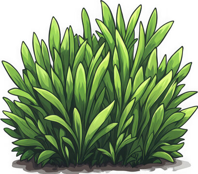 Vibrant green bush illustration for game design