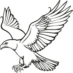 Obraz premium AI-Generated Flying Eagle Line Art—Stylized Vector Illustration