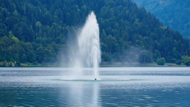 Water jet in lake.