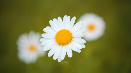 Fototapeta premium Three Daisies In A Field Of Green