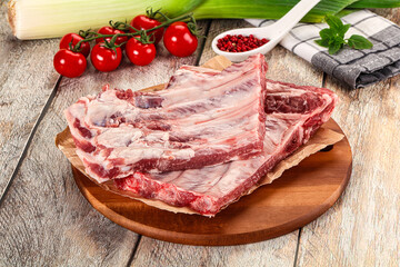 Raw pork ribs for cooking