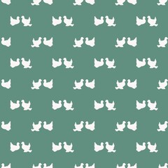 cute seamless pattern with two chicken couple on a warm green background, 5000x5000 pxl, spring summer inspo, wallpaper, textile, fabric idea, digital art