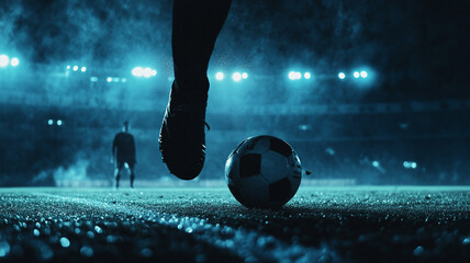 Ego-perspective of taking a penalty kick