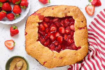 Strawberry Galette.top veiw.selective focus