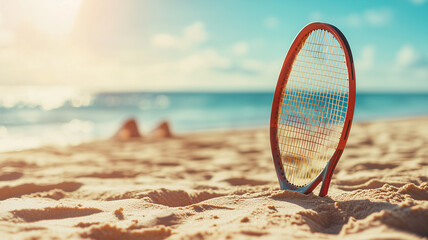 a racket during a beach tennis match