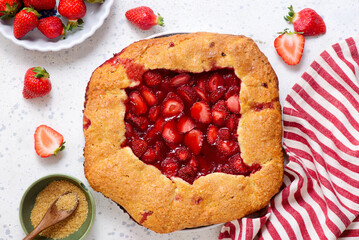 Strawberry Galette.top veiw.selective focus