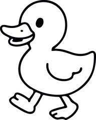 A cartoon vector illustration of a funny yellow duck toy or a cute duckling bird in the water