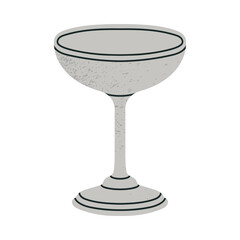 Vector illustration of vintage silver ice-cream bowl. Can be used in  restaurant and kitchenware advertisements, antiques promotional materials, lifestyle blogs, prints, cards and invitation designs.