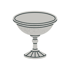 Vector illustration of vintage silver ice-cream bowl. Can be used in  restaurant and kitchenware advertisements, antiques promotional materials, lifestyle blogs, prints, cards and invitation designs.