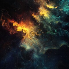 Fototapeta premium Vibrant Cosmic Nebula with Swirling Clouds of Gas and Dust in Space
