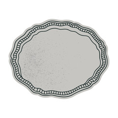 Vector illustration of vintage silver tray. Can be used in restaurant and kitchenware advertisements, antiques promotional materials, lifestyle blogs, prints, cards and invitation designs.