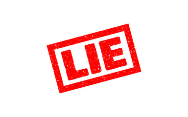 Lie red ink rubber stamp seal on transparent background sign symbol grunge effect vector illustration graphic resource design wrong false fake denied rejected tag vignette