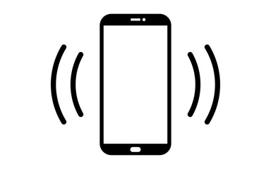Ringing phone icon smartphone calling line vibration digital mobile lint art technology cellular receiver silhouette
