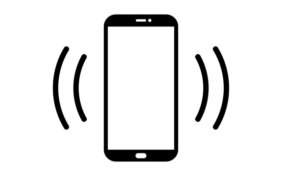 Ringing phone icon smartphone calling line vibration digital mobile lint art technology cellular receiver silhouette