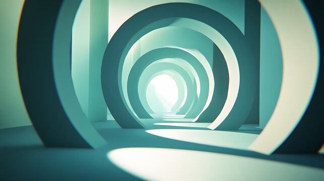 Abstract Teal Circular Tunnel Architecture Design - Powered by Adobe