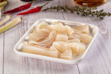 Raw squid rings for cooking