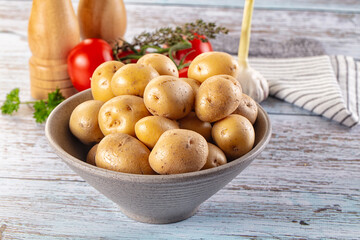 Uncooked raw yellow baby potato