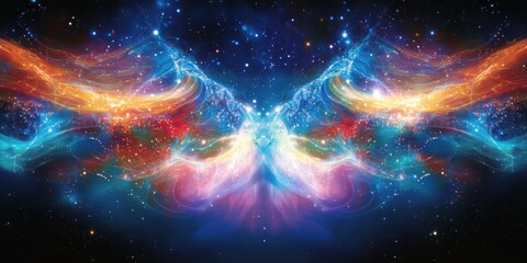 Fototapeta premium Vibrant Cosmic Swirl with Glowing Nebula and Stars in Space