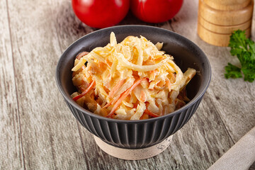 Vegan Coleslaw salad with cabbage and carrot