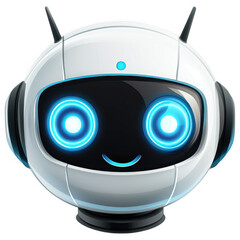 Friendly Robot Head, AI Robot, Cute Bot, Chatbot Avatar, Futuristic Assistant