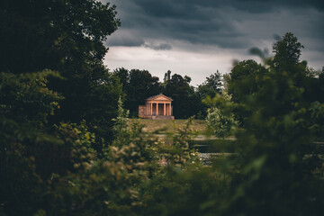 temple in a scenic garden