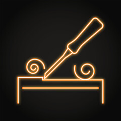 Wood chisel neon line icon