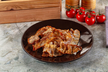 Fried crispy pork bacon snack