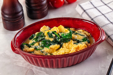 Omelette with spinach for breakfast
