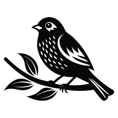 Bird icon, silhouette, black and white logo on white background