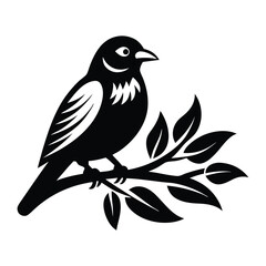 Obraz premium Bird icon, silhouette, black and white logo on white background