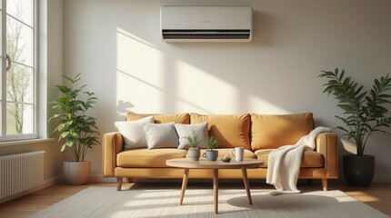 Stylish home space with modern cooling system