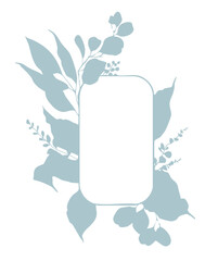 Vector floral frames with silhouettes of branches, leaves and flowers.. Monochrome silhouette of minimalistic laconic plant frames wreaths. botanical borders and wreaths for wedding invitation, card. 