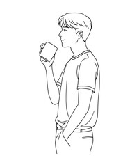 Man drinking coffee