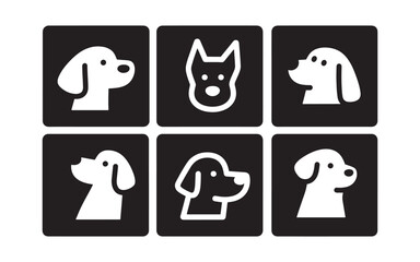 Minimalist Dog Icon Set: A set of six minimalist dog icons.