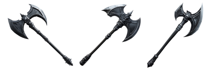 Set of new war axes isolated on transparent background
