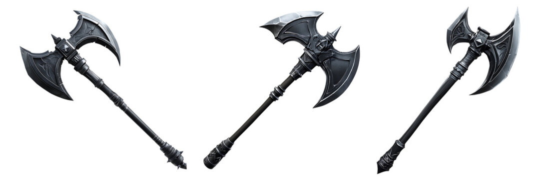 Set of new war axes isolated on transparent background