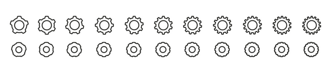 Cartoon gear doodle with hand-drawn cogwheel. Industrial mechanism sketch in grunge pencil style. Flat vector illustration isolated on white background.