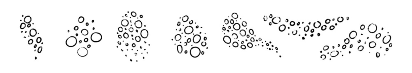 Sparkling water bubbles with gas foam texture. Fizzy drink and champagne effervescent effects. Flat vector illustration isolated on white background.