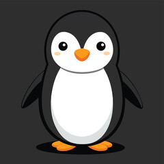 Obraz premium Cute cartoon penguin illustration with a friendly expression and black background design