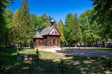 Wielkopolska Ethnographic Park in Dziekanowice, Historic wooden chapel, Wielkopolska Province, Poland