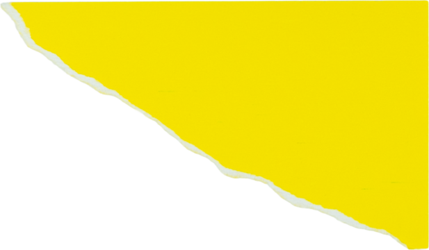 Triangle abstract yellow hand torn craft paper with white burned edges shadow  isolated on white transparent png background - Powered by Adobe