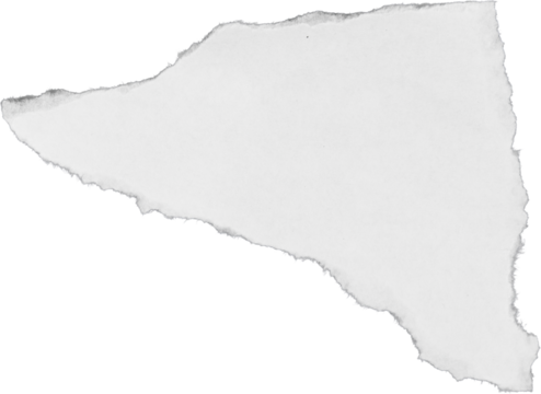 Crumpled triangle White Paper with Burnt Torn Edges –isolated on white transparent png background