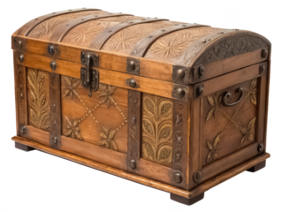 Vintage wooden chest isolated PNG antique storage box PNG decorative wood box PNG classic furniture PNG retro wooden container PNG vintage trunk PNG transparent background image