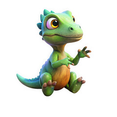 Fototapeta premium Cute cartoon baby dinosaur isolated on transparent background