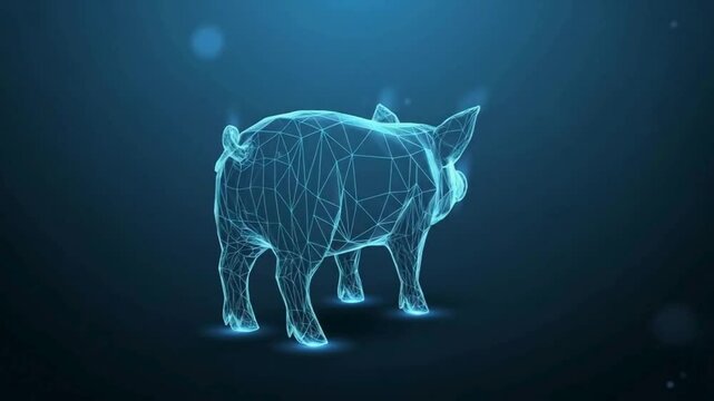Futuristic Digital Pig Hologram &ndash; Neon Tech Visualization