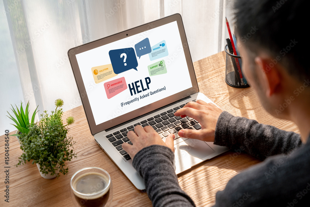 Poster help screen on the website provide answer to faq frequently asked question snugly with knowledge inf