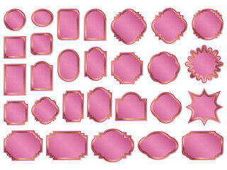 ラベル、三重線、3ピンク