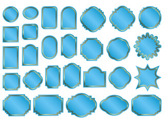 ラベル、三重線、5水色