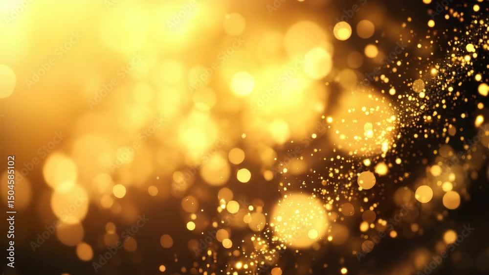Poster floating gold dust particles with soft glowing bokeh and shimmering reflections. a magical and dream